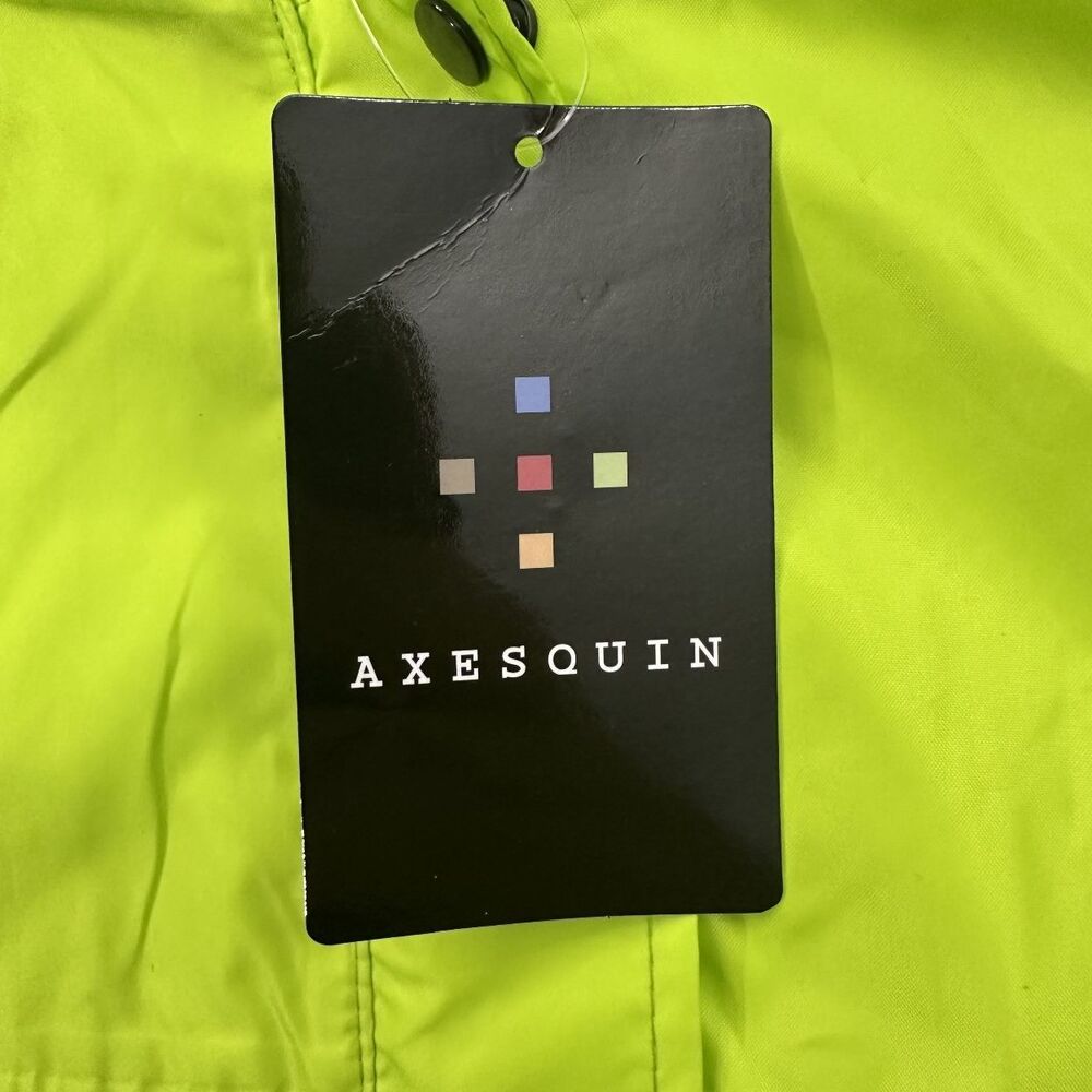 Axesquin Women's Hooded Raincoat Fluor Green Belted Waist, Size Large - Picture 6 of 7